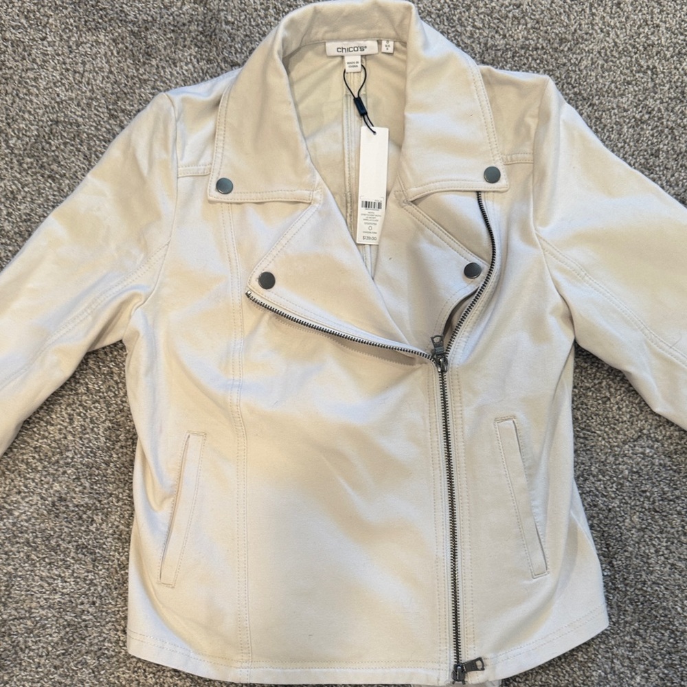 Chico's Light Beige Leather Jacket